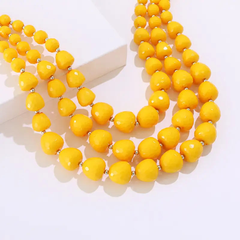 Simple Pure Color Handmade Beaded Necklace Earrings Ethnic Style Jewelry Set