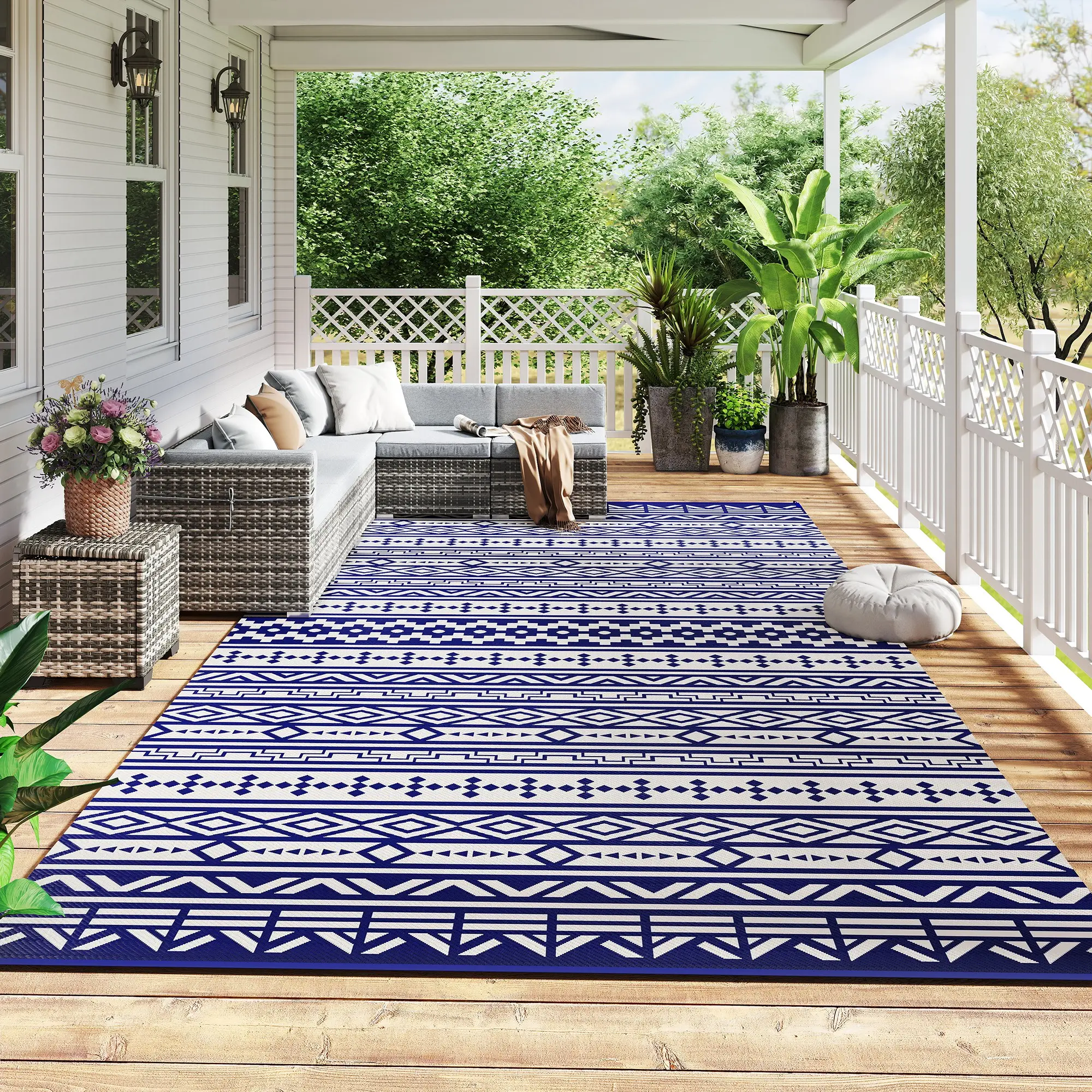 Reversible Outdoor Rug, Waterproof Plastic Straw