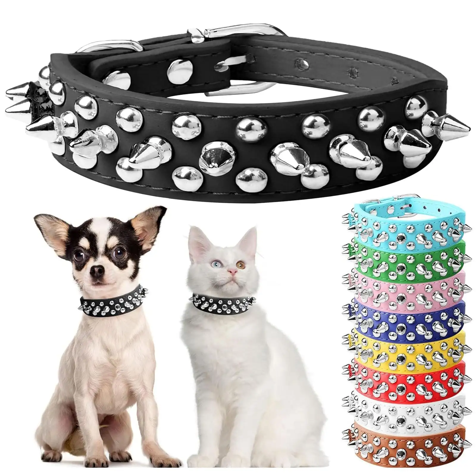 Small Spiked Black Dog Cat Collar