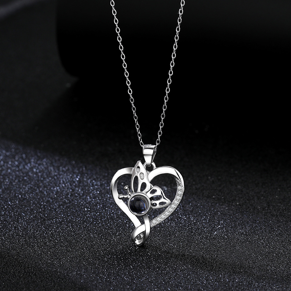 S925 Silver Necklace Women's Memory Color Photos Of Love In 100 Languages