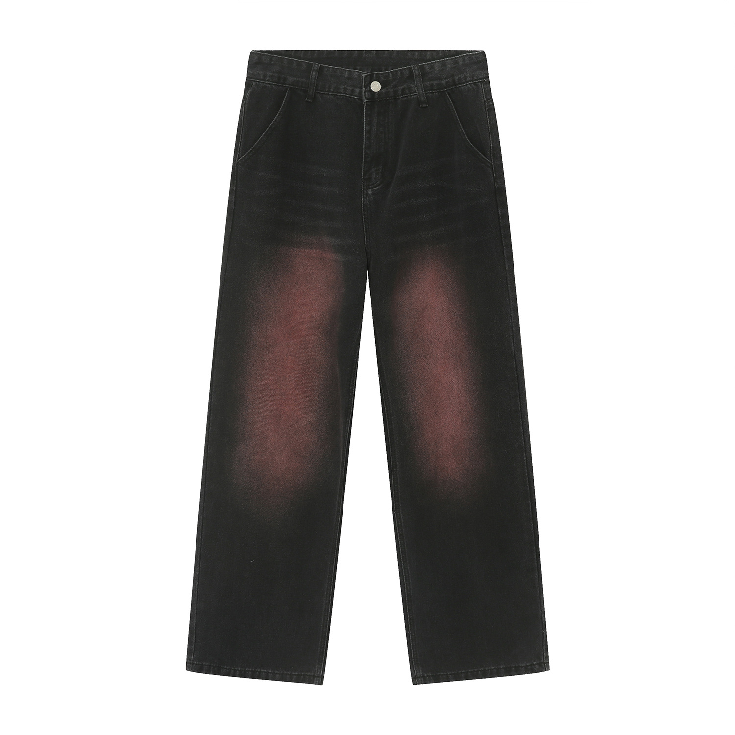 Vintage Distressed Niche Design Washed Gray Sandblasted Jeans