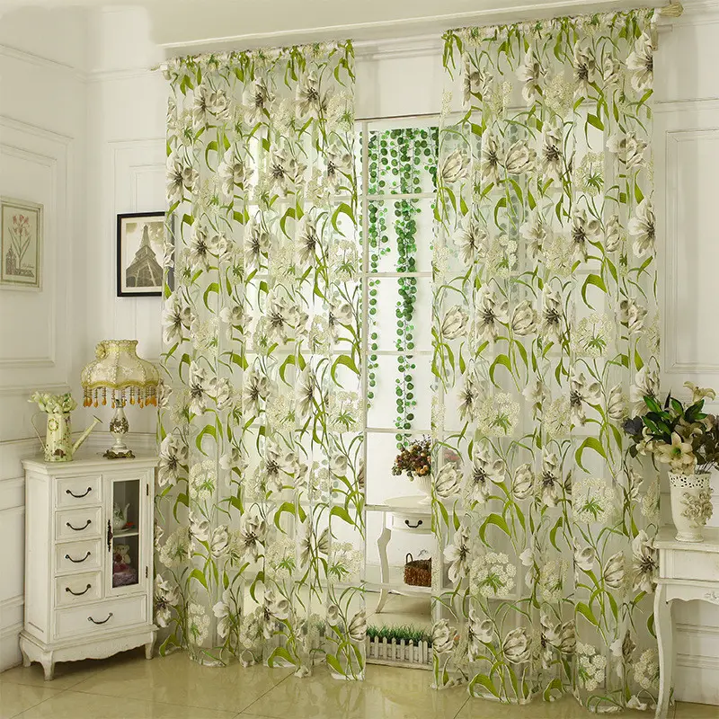 White Striped Yarn Translucent Curtain