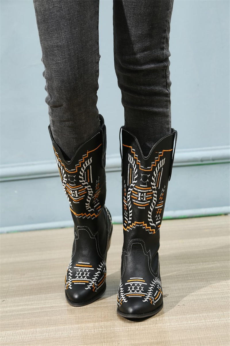 Thin Boots European And American Pointed Toe Retro High heeled Boots Black - Shop at LoveMi