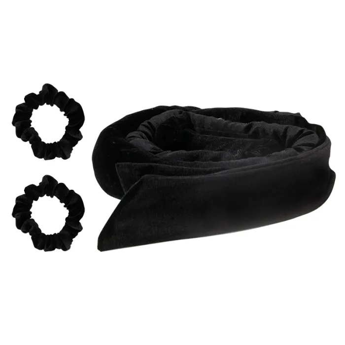 Heatless Hair Curler Headband Set, Satin Velvet Overnight Curling Rod with 2 Scrunchies for Long Hair - detail photo 8