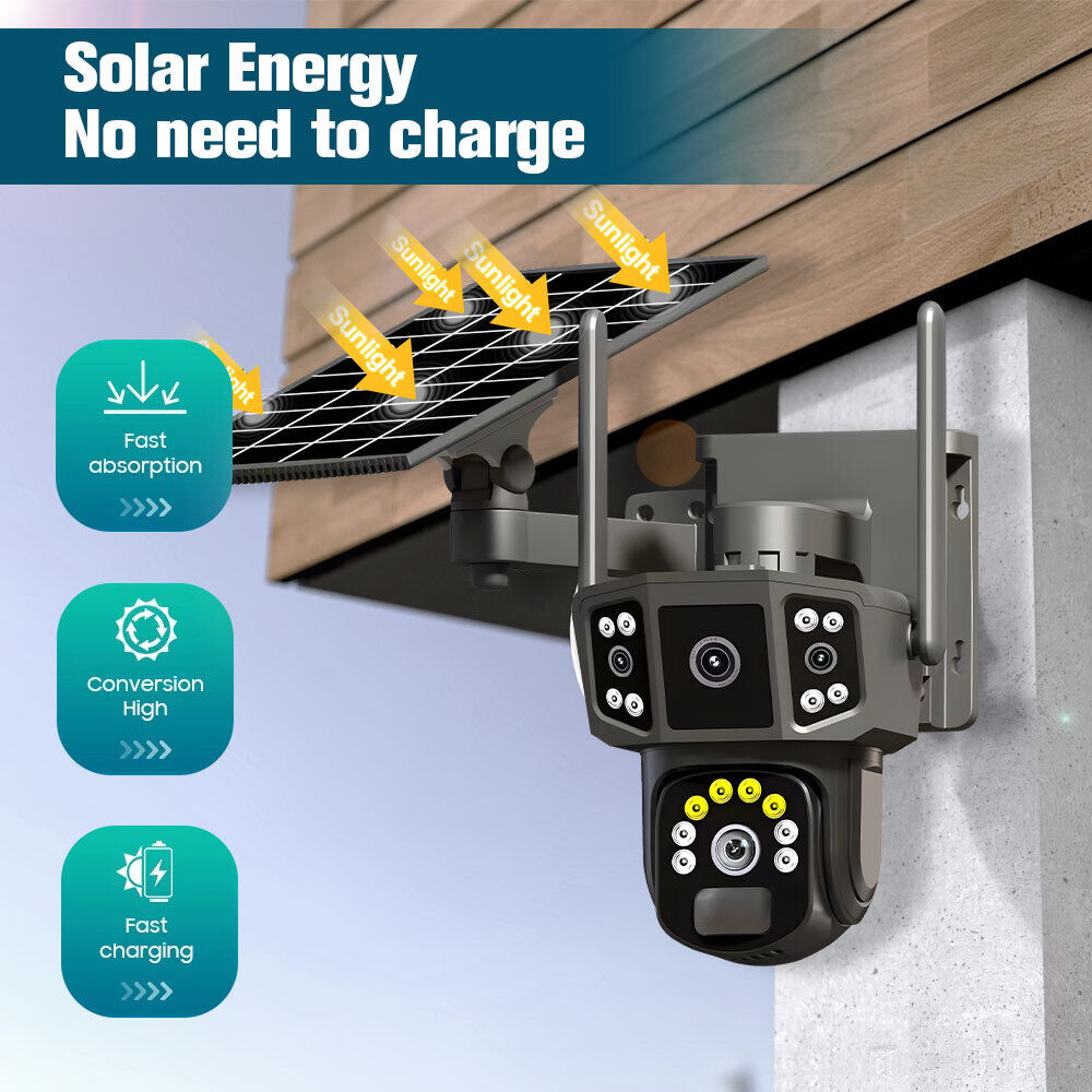 Outdoor Solar Security Camera Wifi Solar Battery CCTV Surveillance Wireless UK