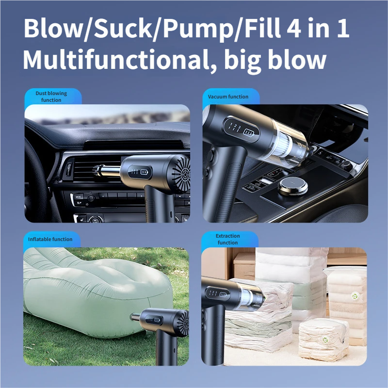 Cordless Air Duster Handheld Vacuum 6000Pa 5V 110W Digital Display Blower
