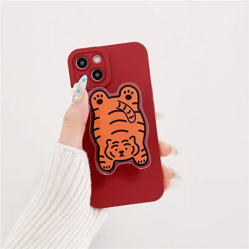 Papa Tiger Cartoon Cute Liquid Silicone Phone Case