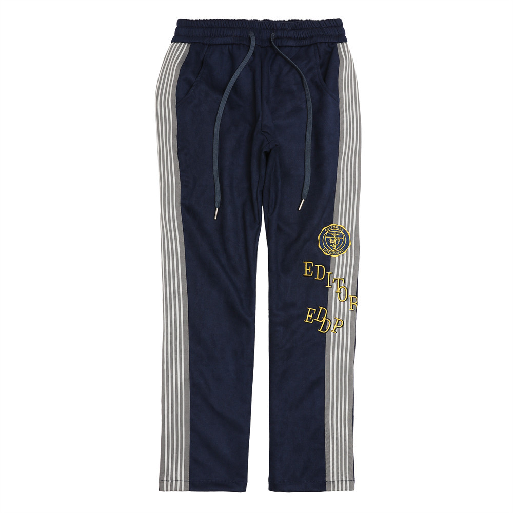 Men's Loose Embroidered Side Panel Striped Lounge Pants