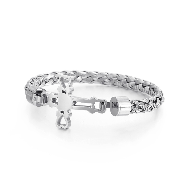 Men's Titanium Steel Love Simple Punk Cross Bracelet