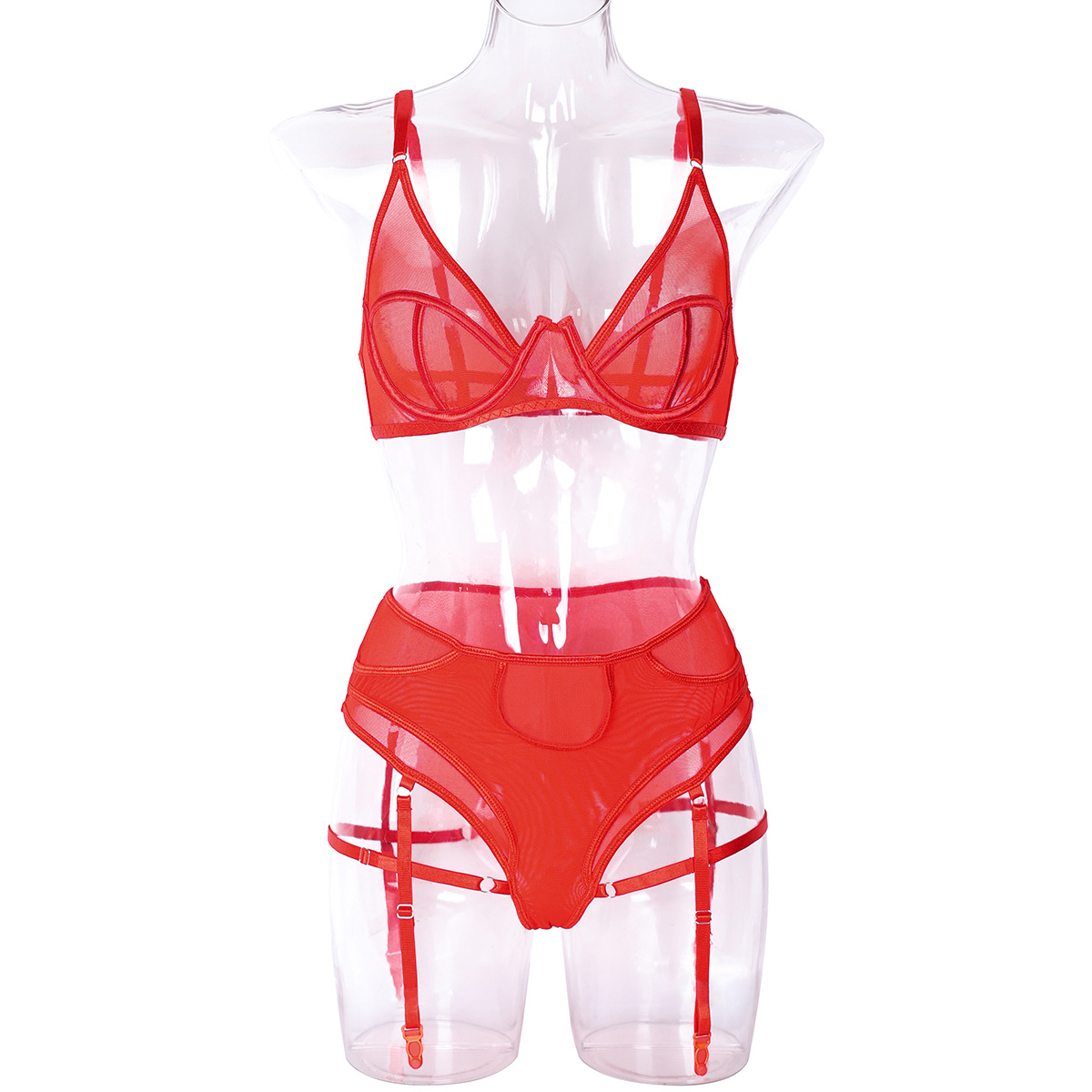 Mesh Comfortable Slimming Gathering Underwear Suit With Steel Ring - Image 17