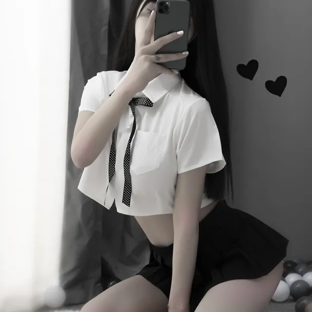 A line skirt for women new college color check pleated skirt for girls White Top And Black Skirt - Shop at LoveMi