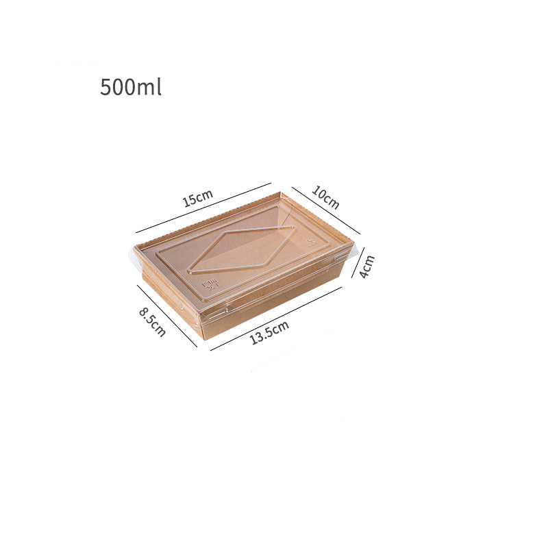 Disposable Kraft Paper Transparent Lid Fast Food Bento Box
