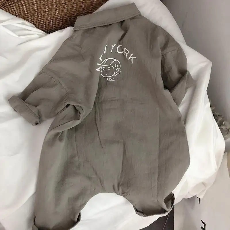 Girls' Jumpsuit Boys Loose Front Button Western Style
