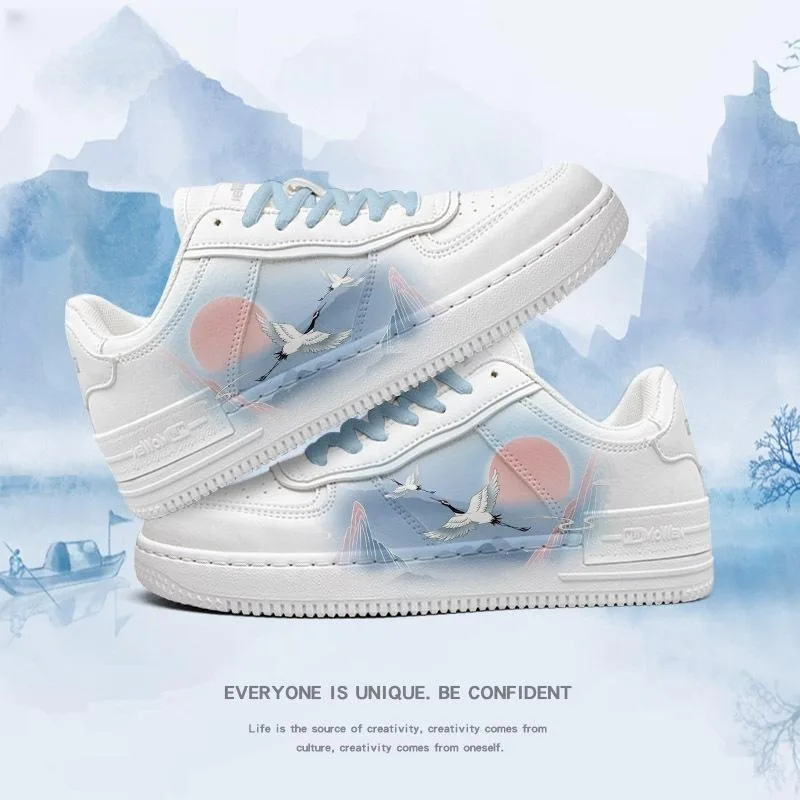 Ancient Style White Crane Board National Cute Wild Shoes