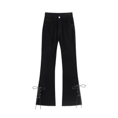 Small Bow Cropped Trousers - Black - View 1