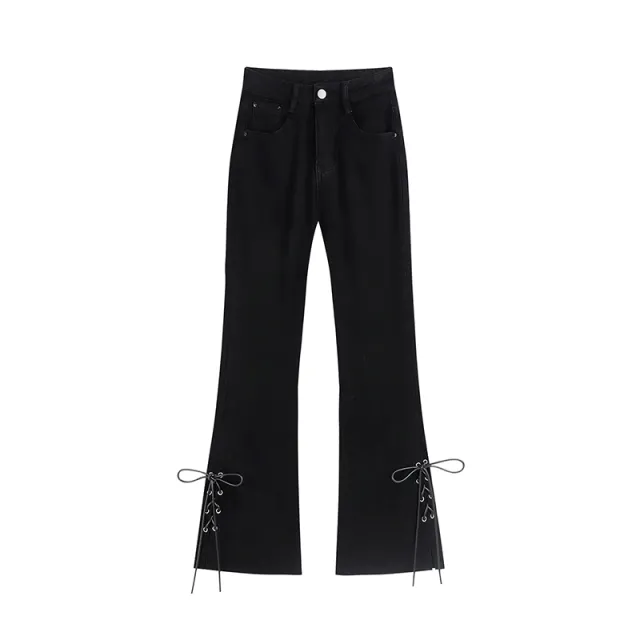 Small Bow Cropped Trousers Black - Shop at LoveMi