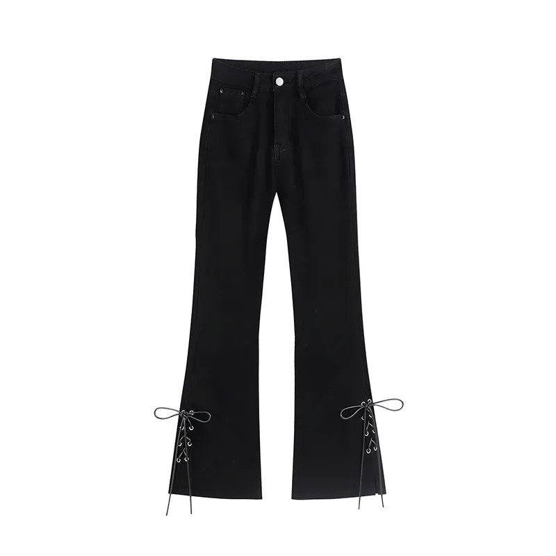 Small Bow Cropped Trousers - Black