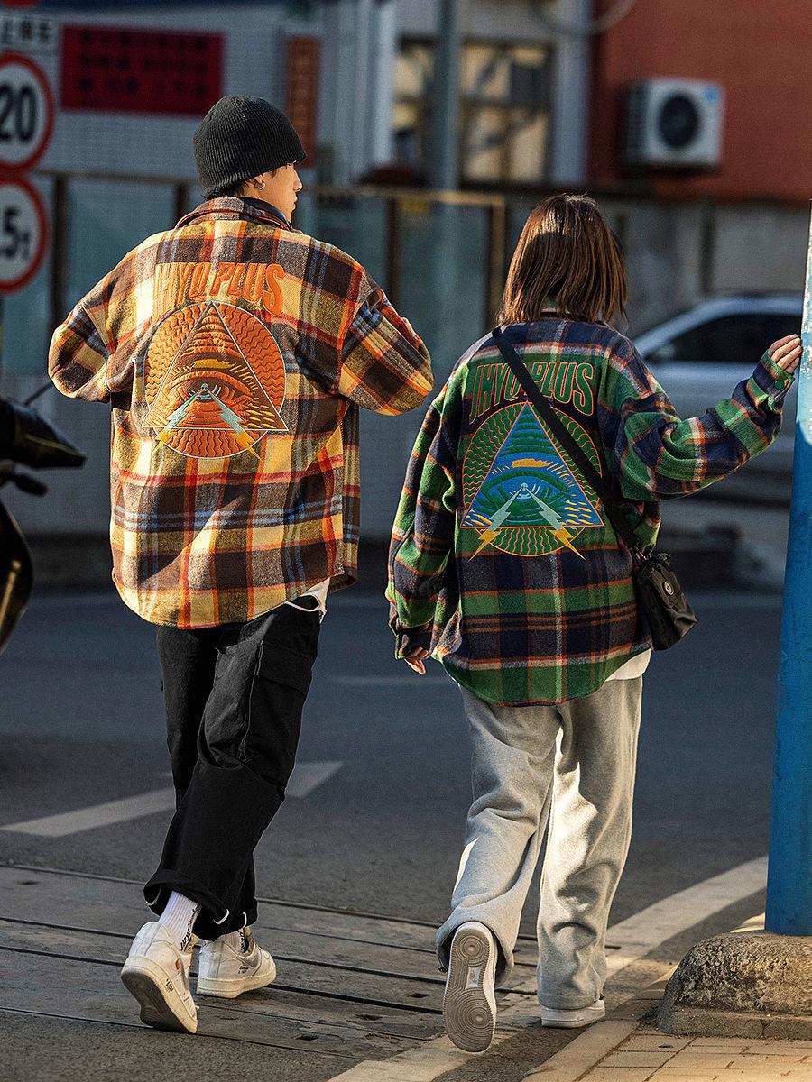 Eyeball Embroidered Long Sleeved Shirt Couple Coat