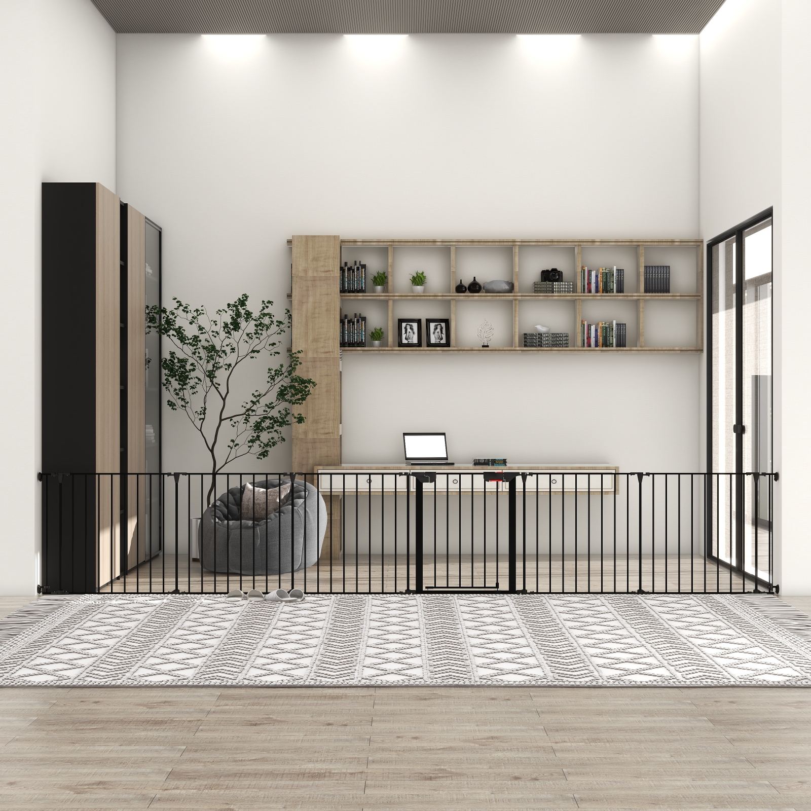 150 Adjustable Safety Gate 6 Panels Play Yard Metal Doorways Fireplace Fence Christmas Tree Fence G
