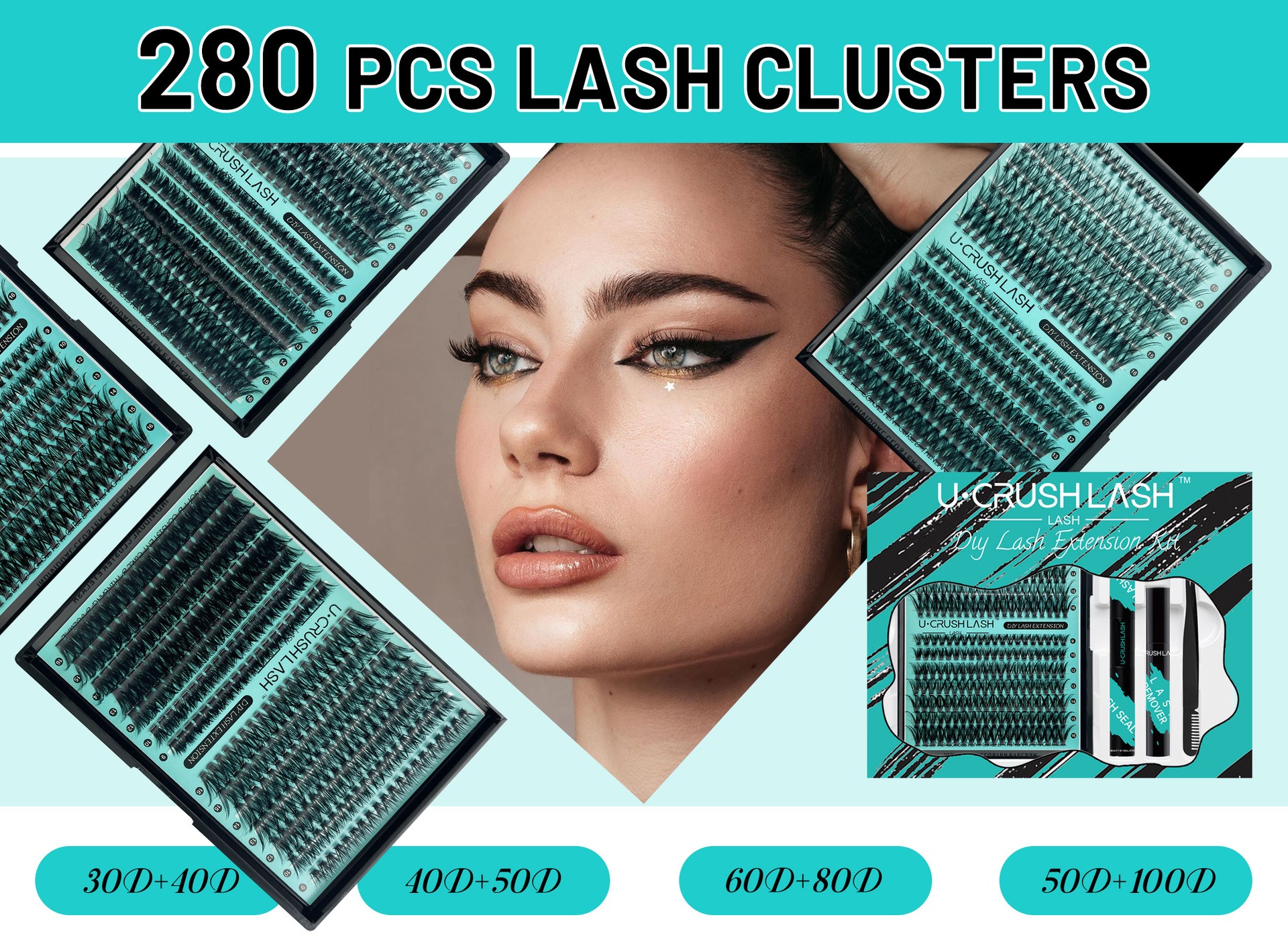 Individual Clusters Of Natural Black False Eyelashes Non-Adhesive Eyelashes Large Capacity Eyelashes