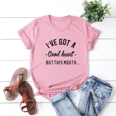 European And American Women's Round Neck Short Sleeve T-shirt - Pink - View 1