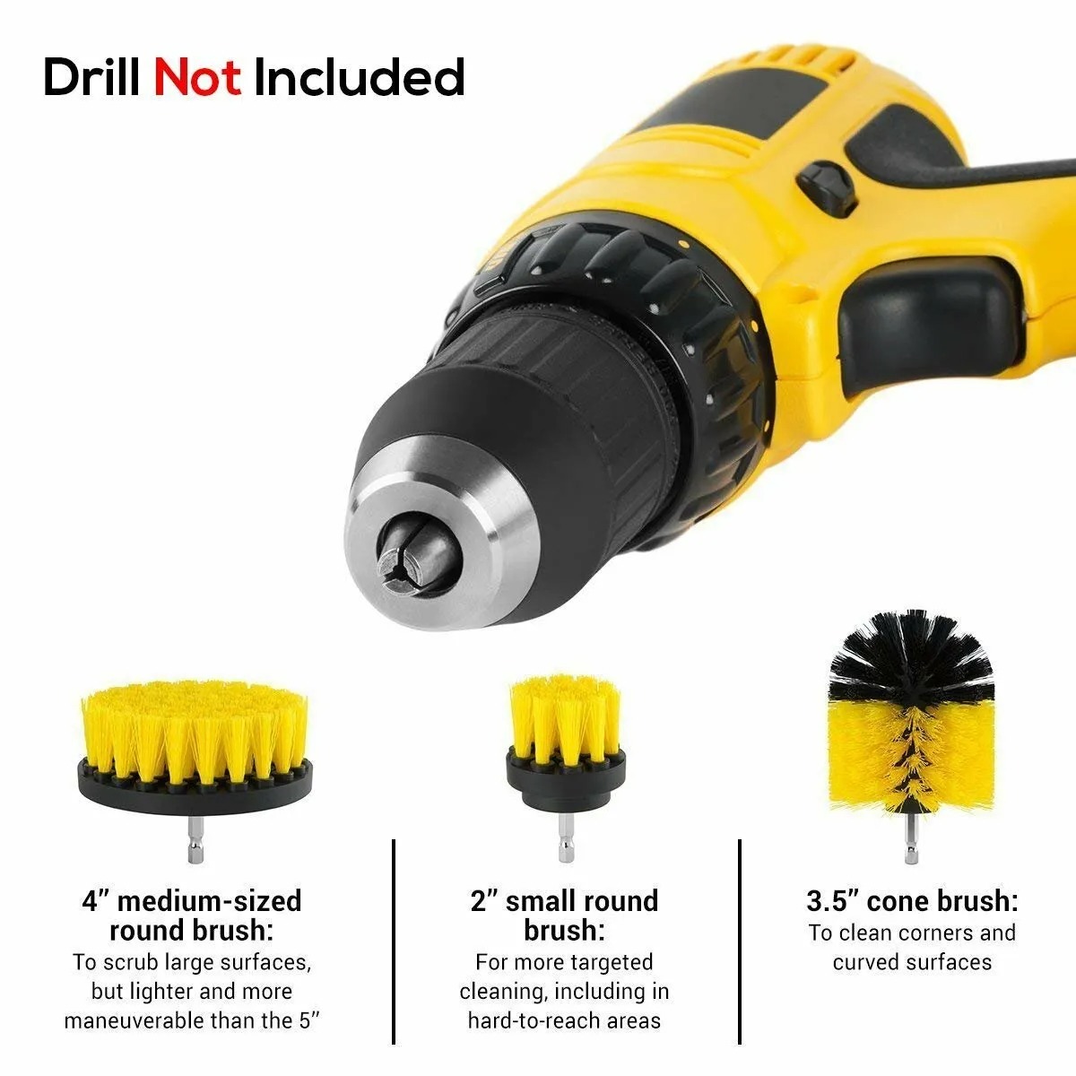 Scrubber Brushes Set Kit with Adapter. we ship only inside the US, USPS First Class Package 2 Day Handling , 2-5 Day Shipping. Scrub Brush Drill Attachment Kit - All Purpose Power Scrubber Brush Cleaner for Grout, Floor, Tub, Shower, Tile, Corners, Bathro