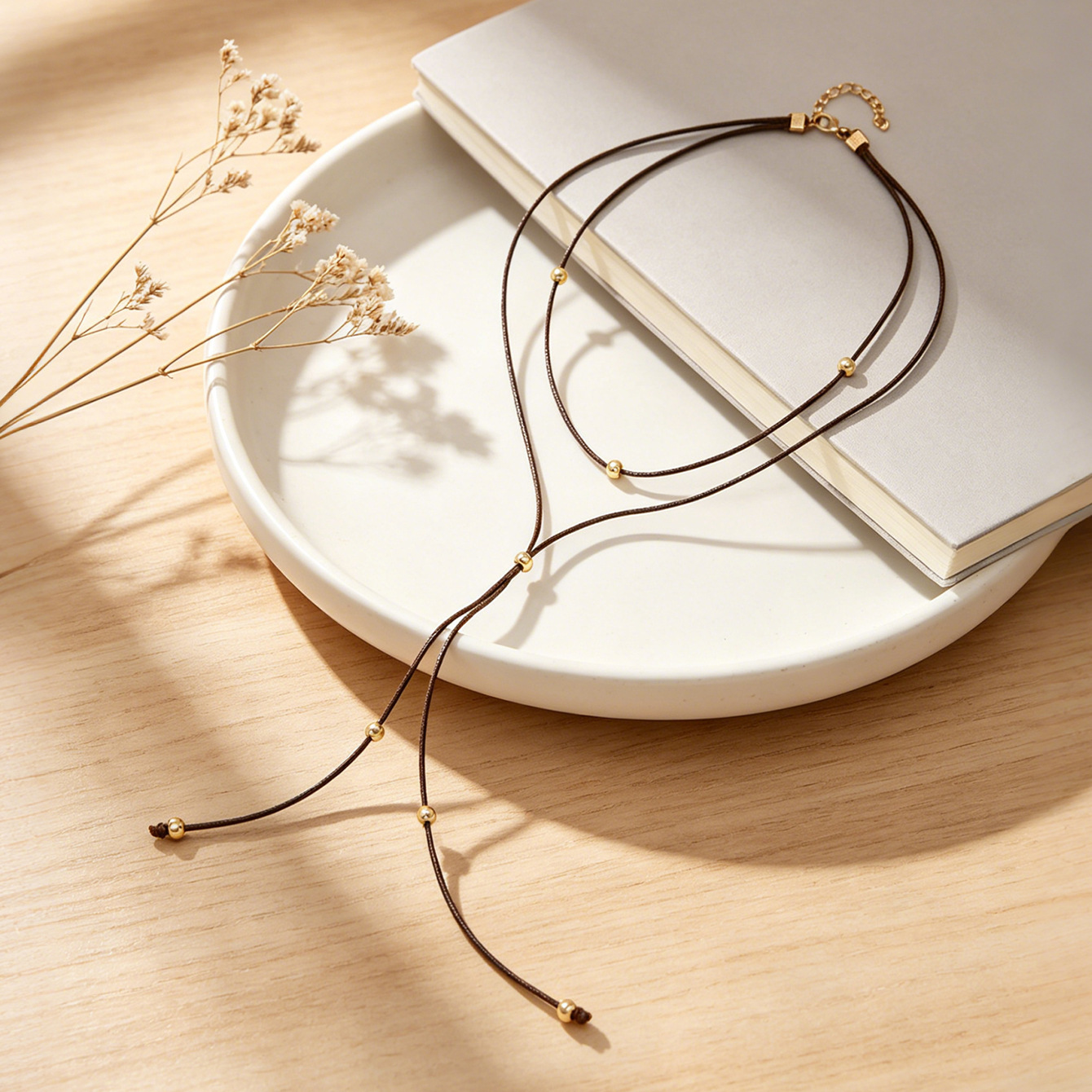 Cross-border Japanese Korean Niche Tassel Cord Bowknot Adjustable Simple Elegant Long Necklace Choker For Women