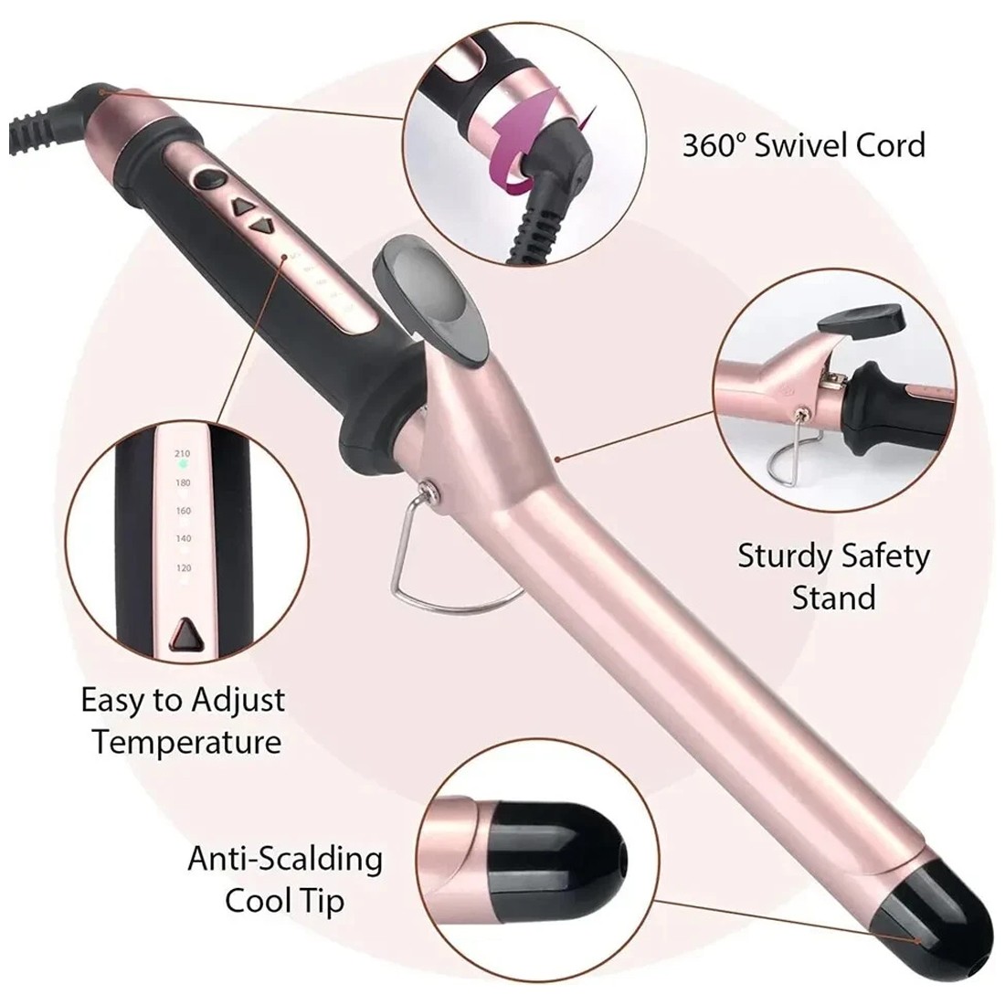 Fast Heating Curling Wand 38mm Hair Curler Large Barrel For Long UK — image 2