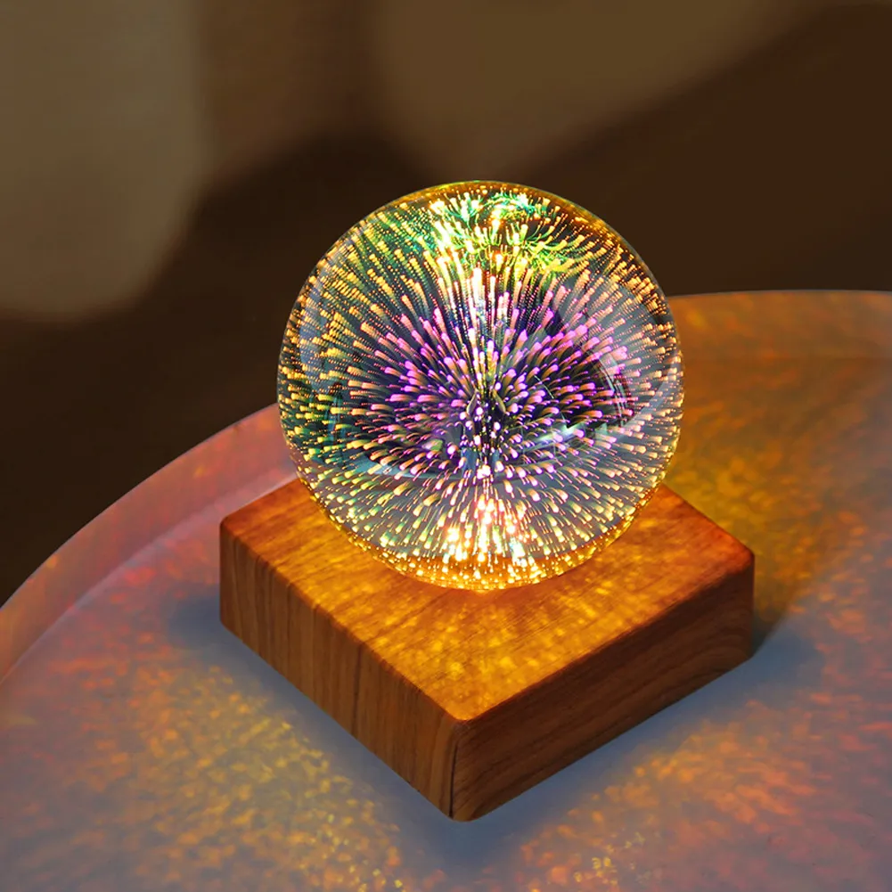USB 3D Firework Crystals Ball Night Light Plug In Romantic Star LED Night Light Christmas Lights Christmas Home Decorations – image 3