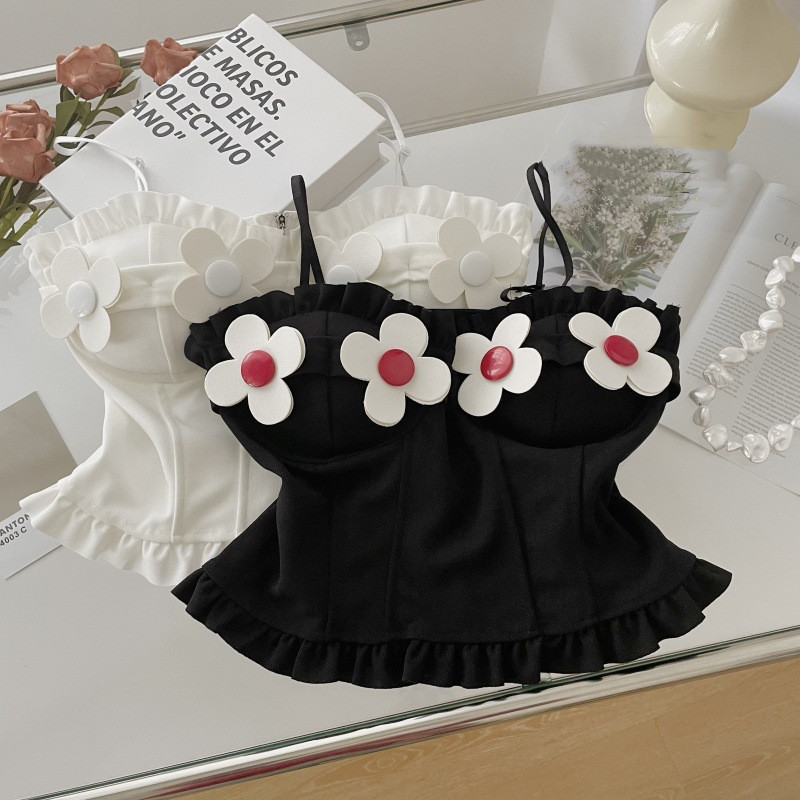 Tube Top Small Suspenders Flower Vest Female Hot Girl Chic Outer Top