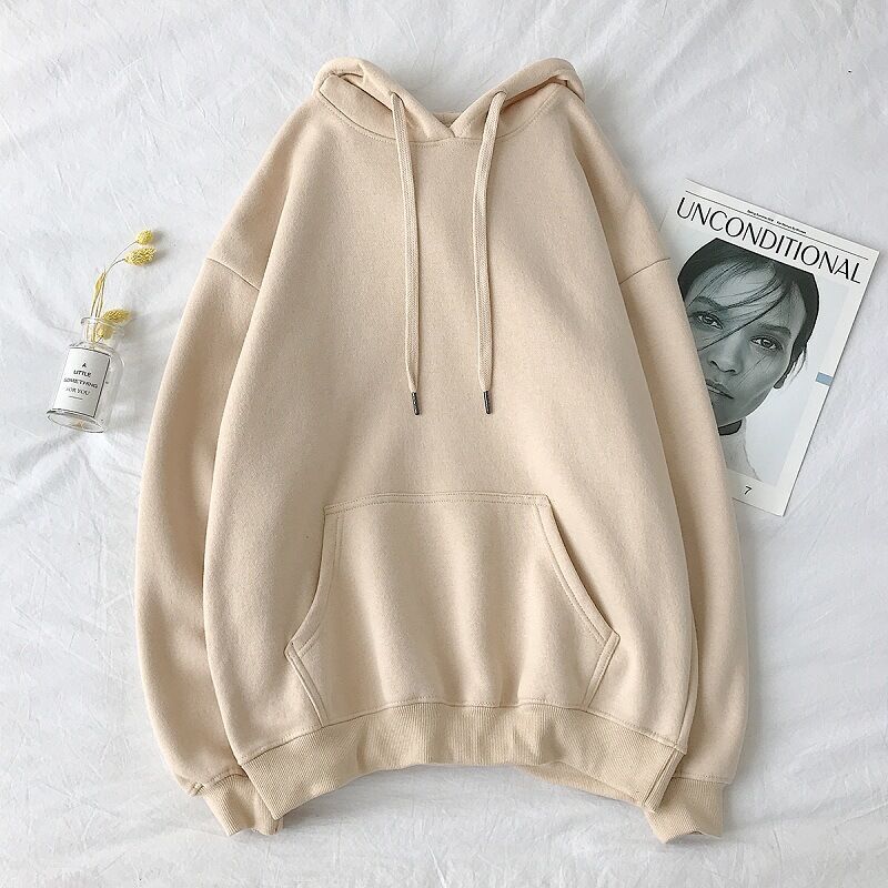 Title 15, Effen kleur hoodie met fleece gevoerd Losse cas...