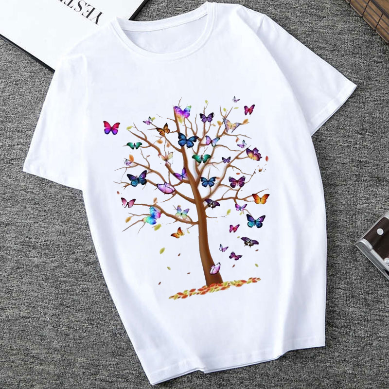 Title 4, T-shirt pour femme à imprimé arbre papillon de ...