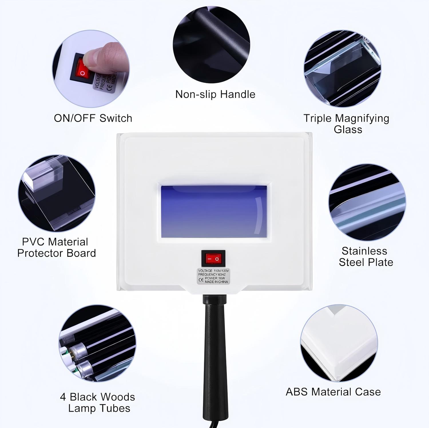 Woods Lamp Beauty Salon Spa Facial Care Analyzer UV Light Skin Diagnose Tester 6