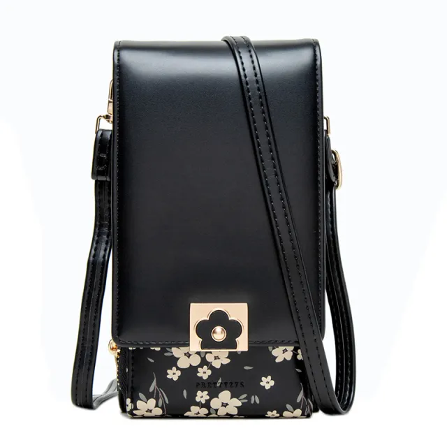 Korean Style PU Double Zip Flap Shoulder Crossbody Bag Black - Shop at LoveMi