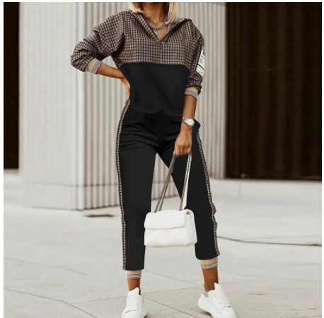 European And American Women's Printed Casual Suit