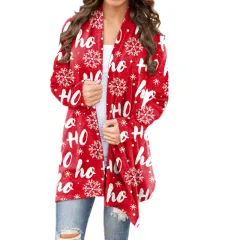Christmas Printed Casual Long-sleeved Cardigan Women - Snowflake-Xl - View 1