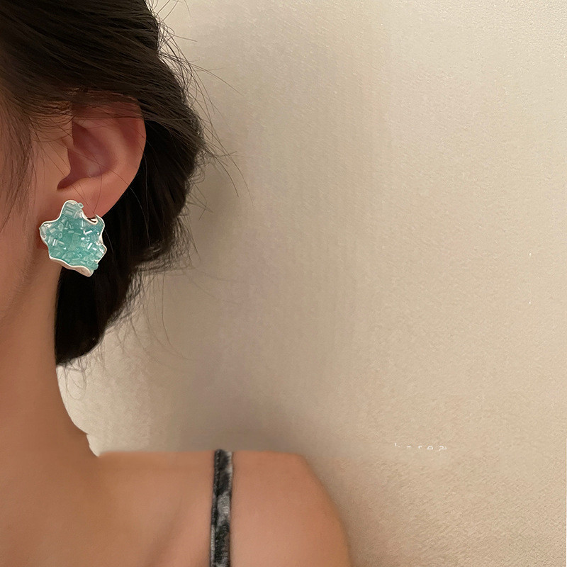 925 Silver Needle Irregular Rice Bead Stud Earrings
