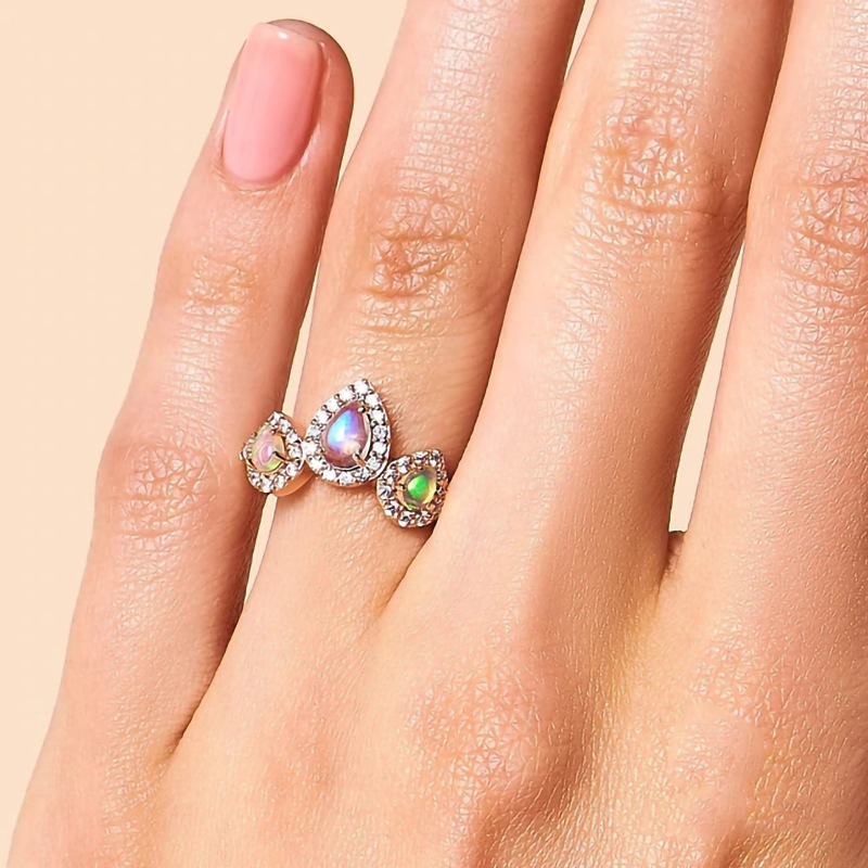 Moonstone Micro Diamond Rose Gold Ring