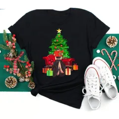 Christmas Print Girlfriends Red T-Shirt - 18660Black - View 1