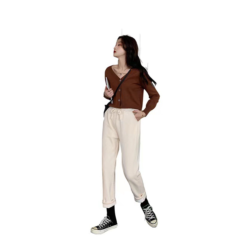 Women's Thickened Lamb Wool Cream Pants
