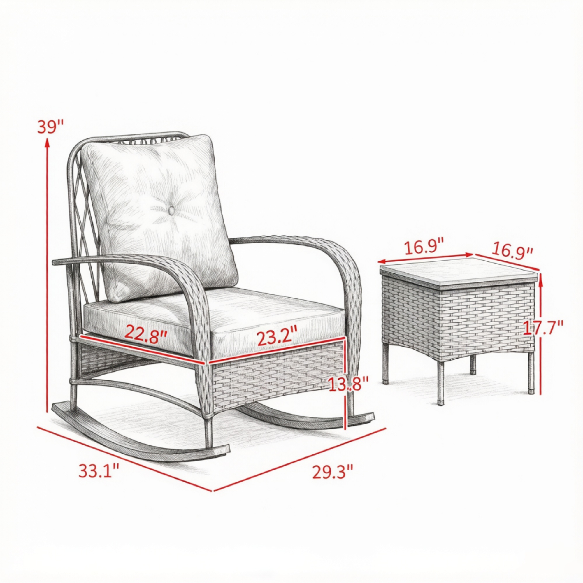 Wicker Rocking Chair Patio Set, picture 3 of 5
