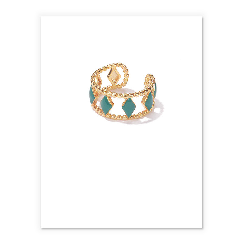 Green Handmade Dripping Oil Ring Women