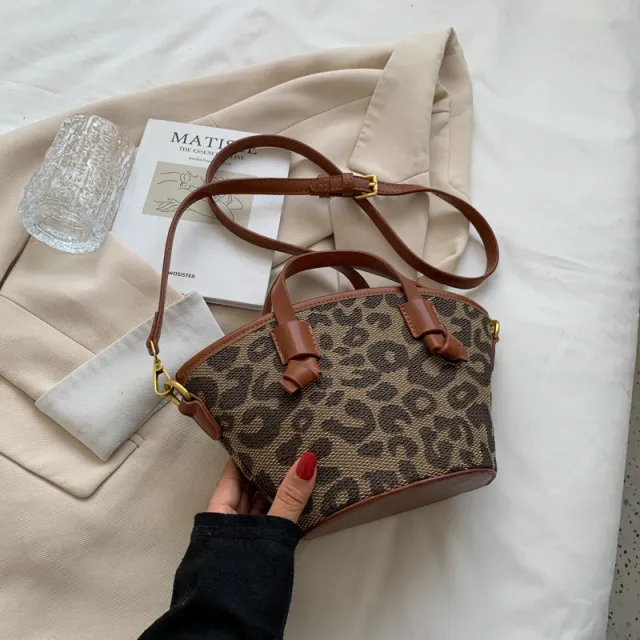 Popular Small Bag Female Retro Leopard Print Single Shoulder Brown - Shop at LoveMi