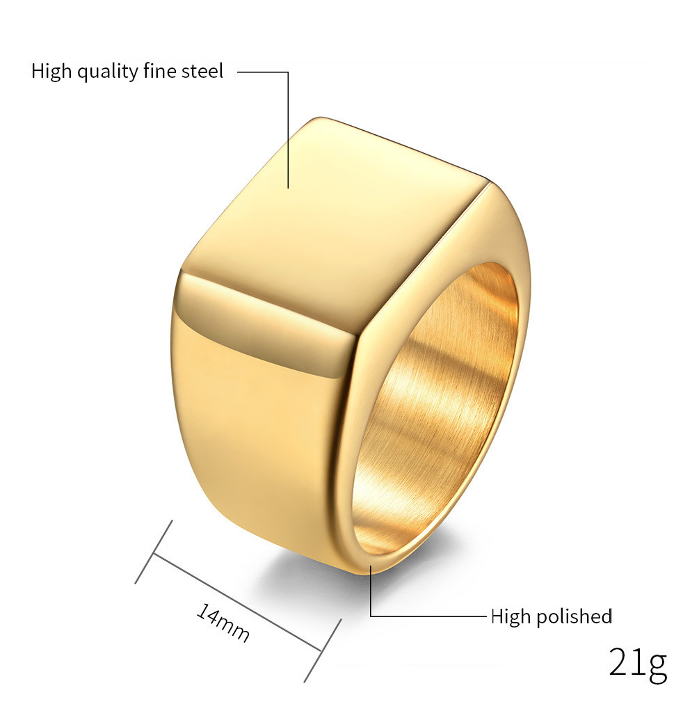 European And American Big Wind Titanium Steel 18 Gold Plated Smooth Ring Ring Tide Brand