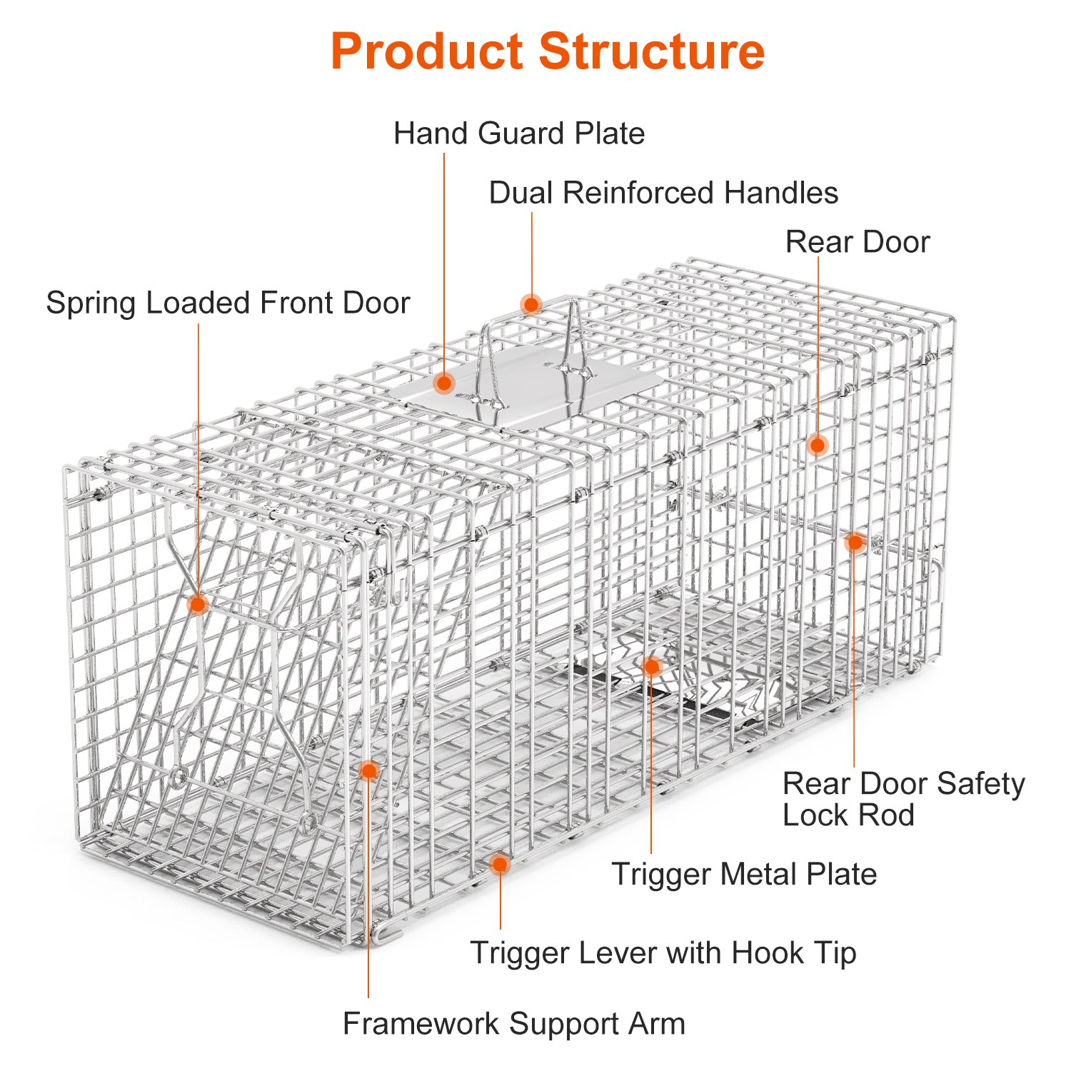 1Pc Humane Cat Trap Cage Catch Release Live Animal Rodent Cage Collapsible Galvanized Wire For Raccoons Beavers Groundhogs Foxes Armadillos Fedex Shipping — view 6