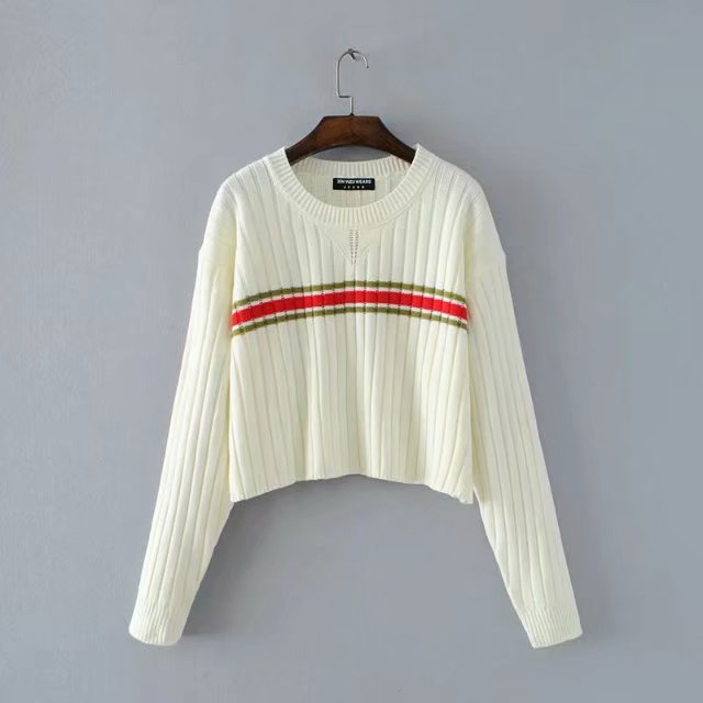 Title 13, Retro Colorblock Loose Long-sleeved Knitted Swe...