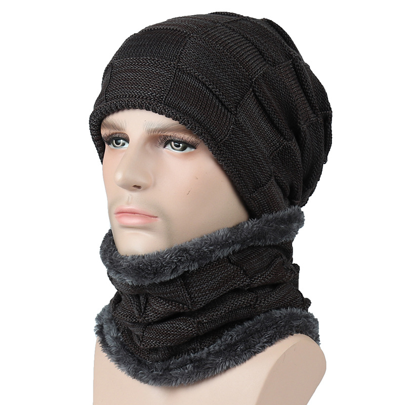 Autumn And Winter New Men's Square Plaid Fleece Beanie Hat — foto 6