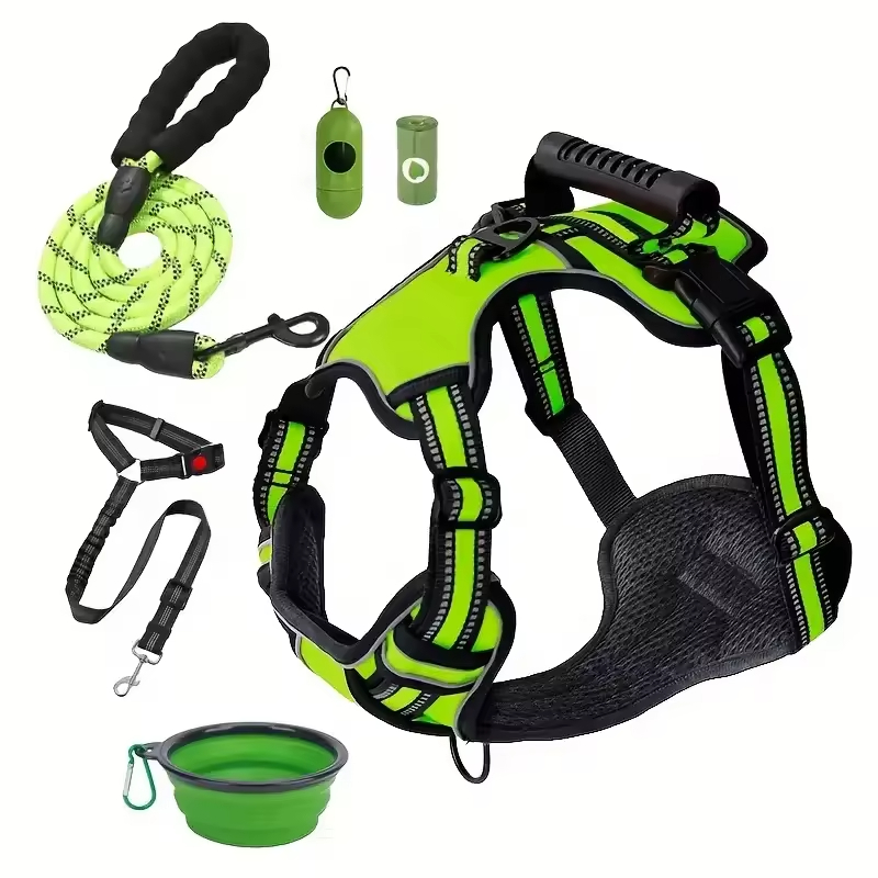 Tactical Service Dog Harness Strap Set, Car Seat Belt, Collapsible Bowl, Biodegradable Trash Bag Set For Dogs - Image 6