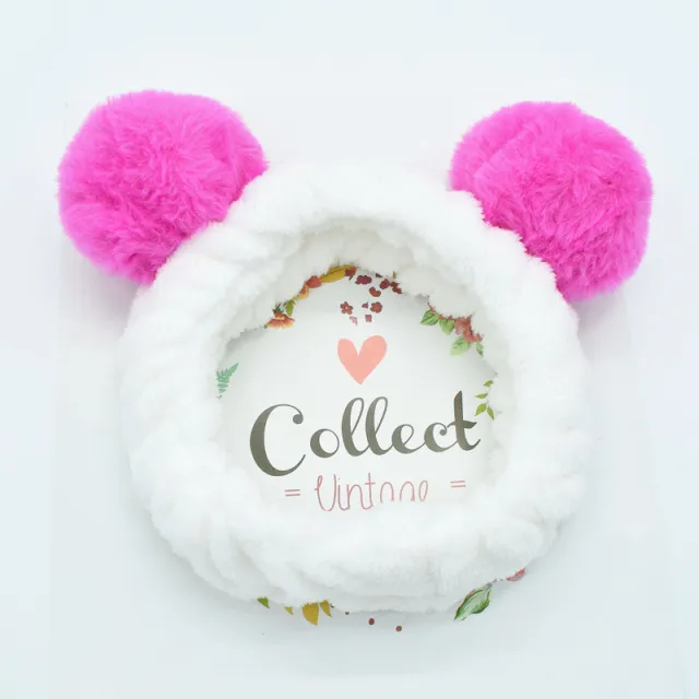 Cute Panda Ear Soft Carol Fleece Women Headband Rose Red - Shop at LoveMi