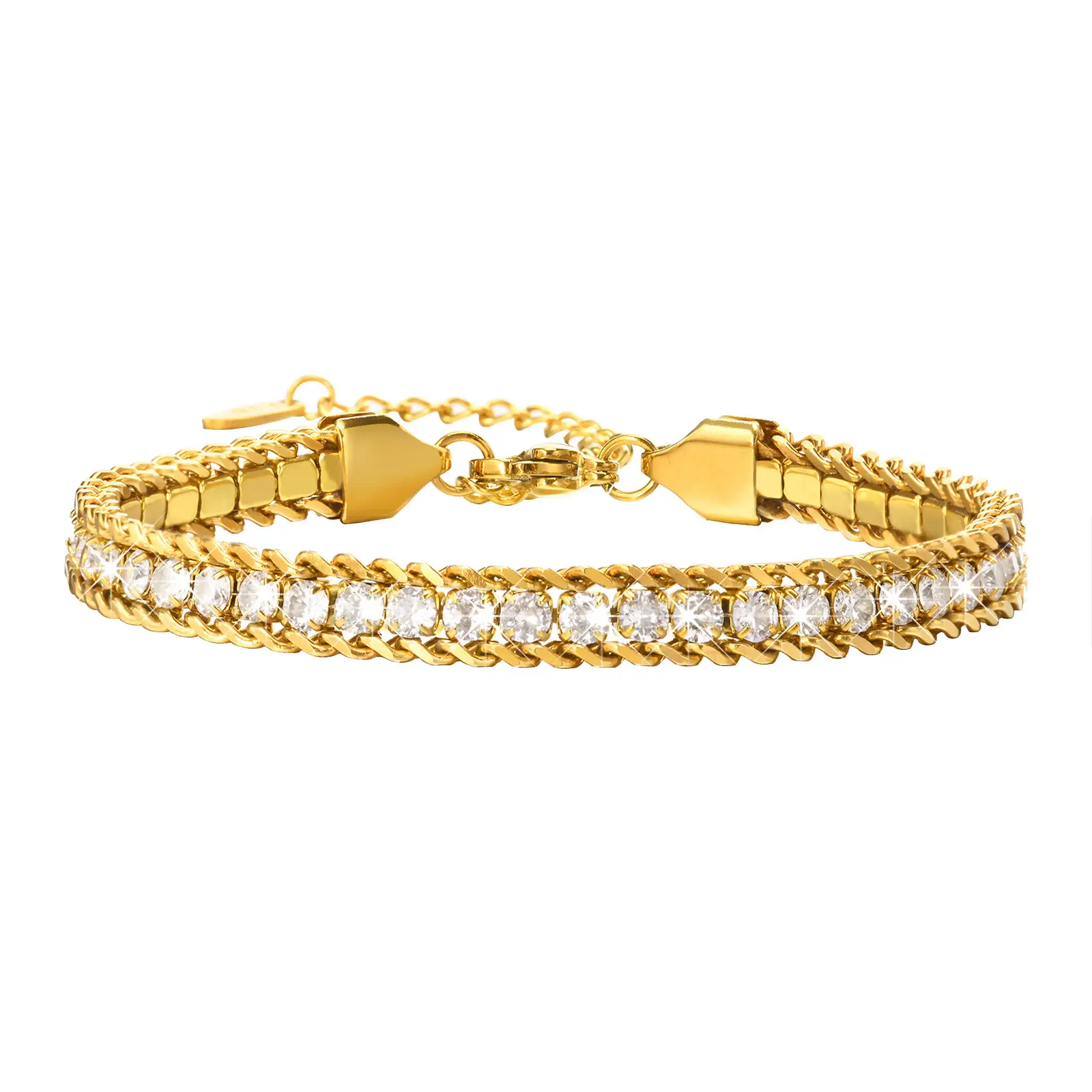 European And American Stainless Steel Chain Zircon Bracelet